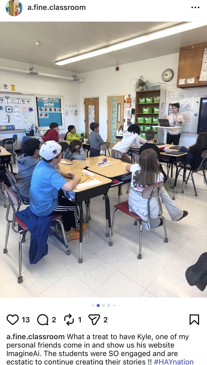 Teacher introducing ImagineAI to students